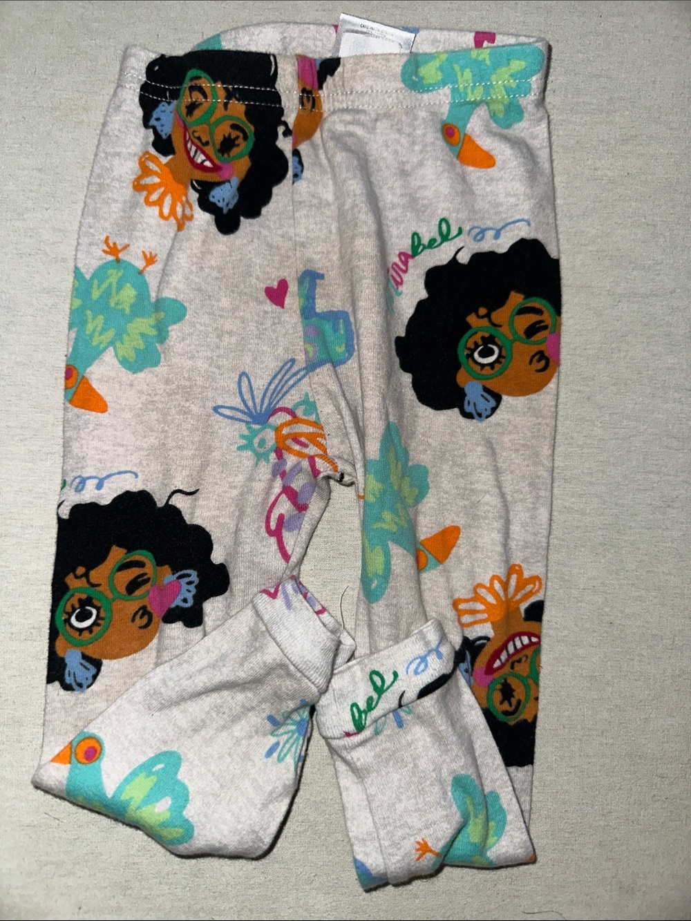 Kids Size 2T Gray Lounge Pants with Colorful Cartoon Faces
